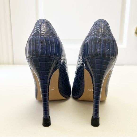 Aldo Blue Leather Snakeskin Pattern High Heels Pointed Toe Stilettos Size 7.5 - Picture 7 of 16